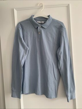 NWT Zara Light Blue Long Sleeve Polo  Sz 13-14